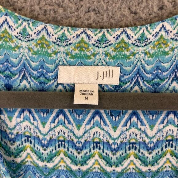 J Jill Dress Medium Blue Beachy Coastal Resortwear Cruise Stretchy Jersey Midi - Picture 4 of 8